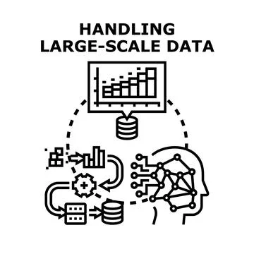 Handling large scale data processing and analytics concept Stock Illustration