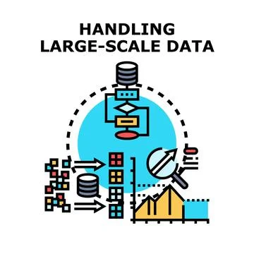 Handling large scale data processing and analysis Stock Illustration
