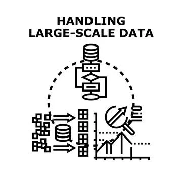 Handling large scale data processing and analysis Stock Illustration