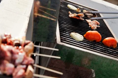 Handling the meat Stock Photos