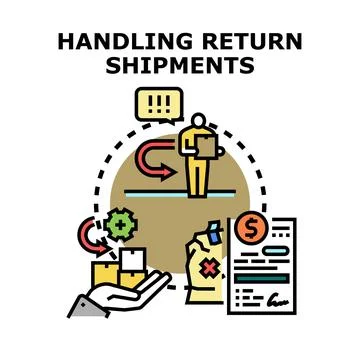 Handling return shipments process for business and e commerce Stock Illustration