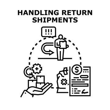 Handling return shipments process for business and e commerce Stock Illustration