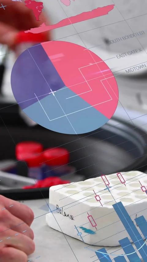 Handling test tubes in laboratory, analyzing scientific data with charts and Stock Footage 319976149