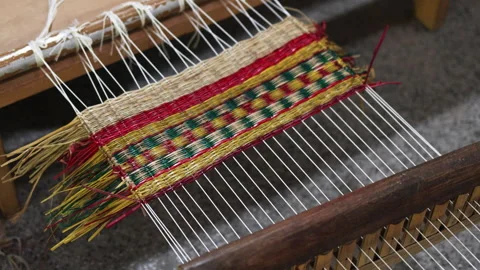A handloom for weaving mats. Stock Footage 322045241