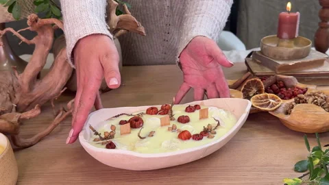 Handmade Aromatherapy Candle Making Process Flat Lay with Dried Flowers and Cera Stock Footage 311172798