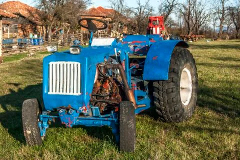 Handmade assembled tractor Stock Photos