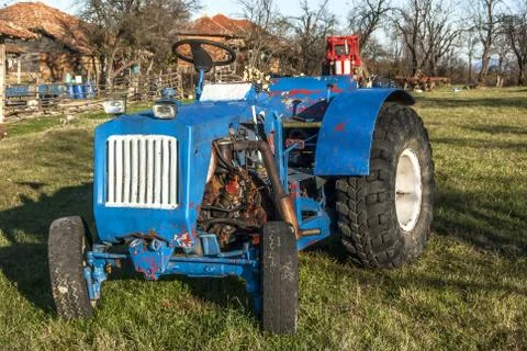 Handmade assembled tractor Stock Photos