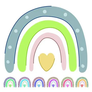 Handmade baby boho rainbow vector cartoon graphic Stock Illustration