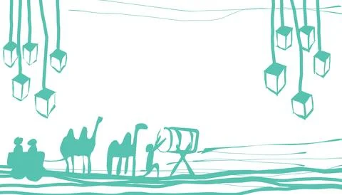 Handmade background with the theme of Ramadan and Islamic holidays in green.. Stock-Illustration