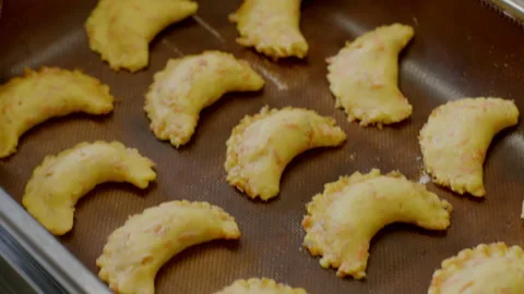 Handmade biscuits in professional restaurant kitchen Stock Footage 233696729