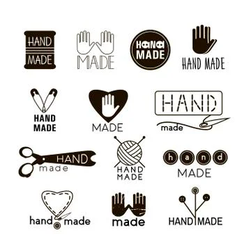 Handmade black and  thin line icons isolated on white. Set of hand made lab.. Stock Illustration