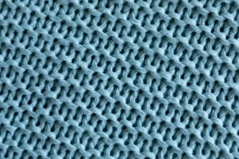 Handmade blue knitting wool texture background Stock Photos