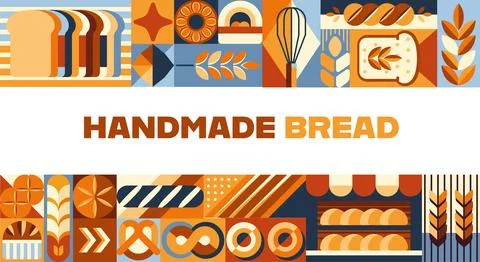 Handmade bread, bakery and pastry shop banner Stock Illustration