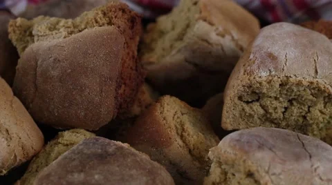 Handmade Bread in basket Stock Footage 55841608
