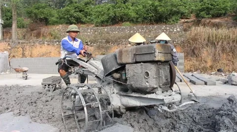 Handmade brick production Stock Footage 49699353