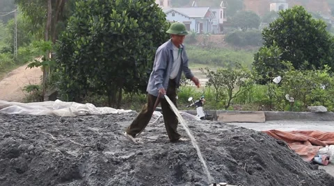 Handmade brick production Stock Footage 49699363