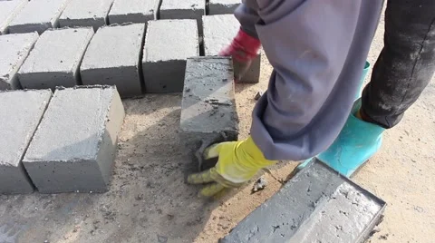 Handmade brick production Stock Footage 49699477