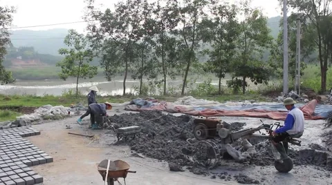 Handmade brick production Stock Footage 49699503