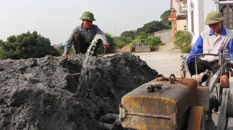 Handmade brick production Stock Footage 49699569