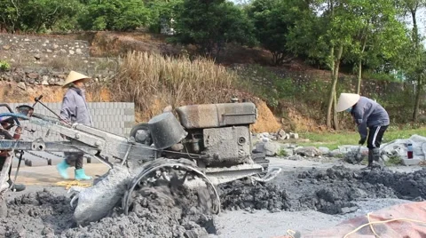 Handmade brick production Stock Footage 49699634