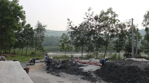 Handmade brick production Stock Footage 49699715