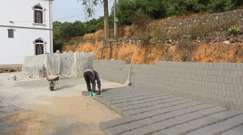 Handmade brick production Stock Footage 49713896
