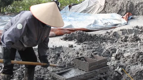 Handmade brick production Stock Footage 49713981