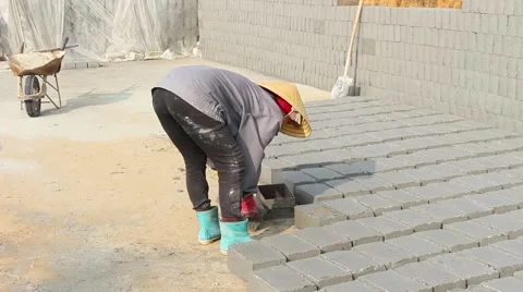 Handmade brick production Stock Footage 49714111