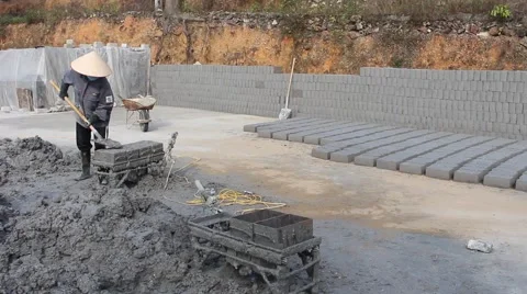 Handmade brick production Stock Footage 49714380
