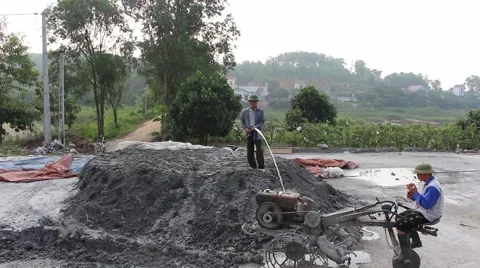 Handmade brick production Stock Footage 49714933