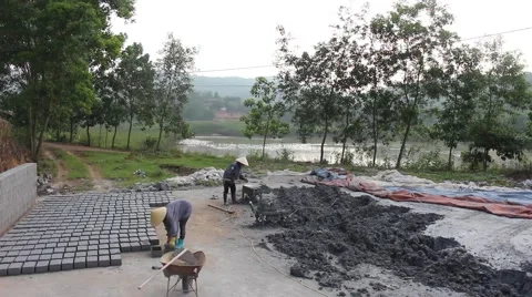 Handmade brick production Video stock 49715002