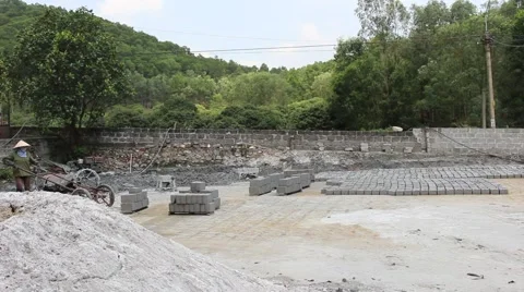 Handmade brick production Stock Footage 52373641