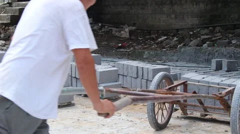 Handmade brick production Stock Footage 52373668