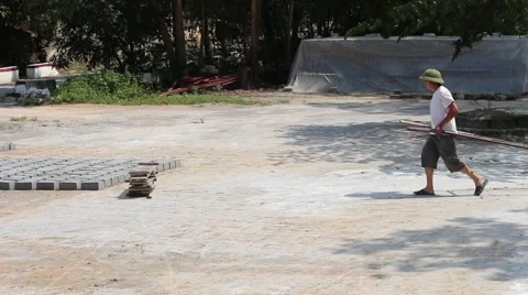 Handmade brick production Stock Footage 52373745