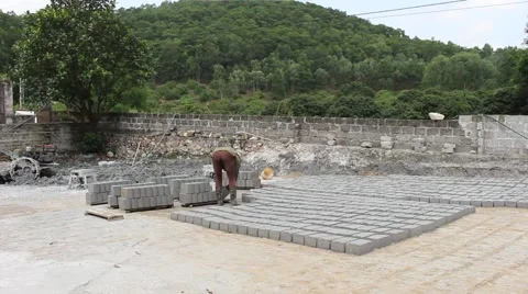 Handmade brick production Stock Footage 52374229