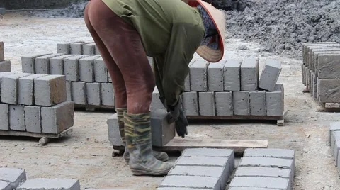 Handmade brick production Stock Footage 52375073