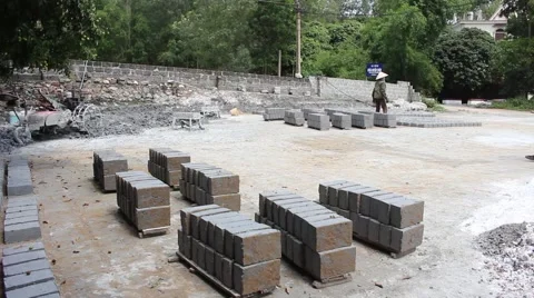 Handmade brick production Stock Footage 52375767