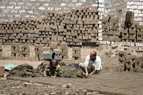 Handmade bricks from Egypt Stock Photos
