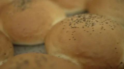 Handmade burger buns in a restaurant kitchen panning view 2 Stock Footage 251344455