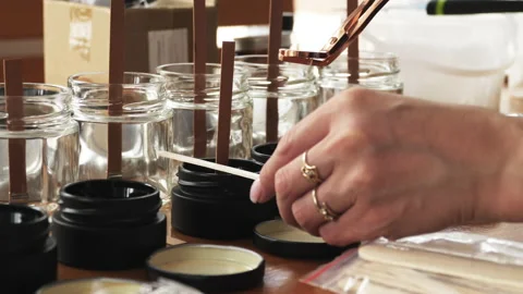 Handmade candle making at home Stock Footage 239017255