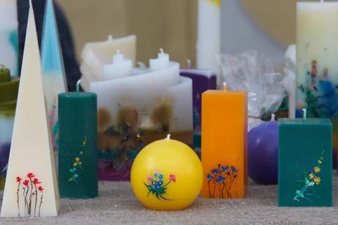 Handmade candles. Beautiful candle design Stock Photos