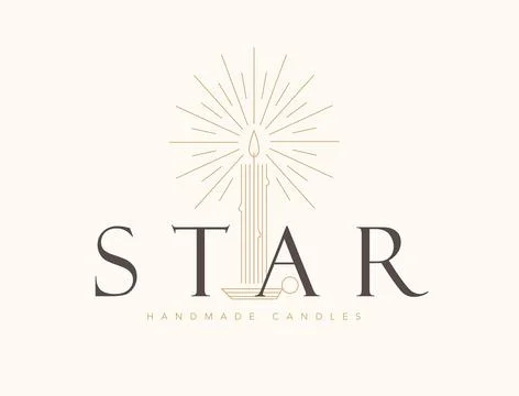 Handmade candles studio label design Stock Illustration