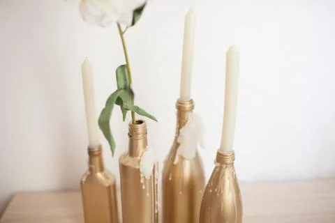 Handmade candlestick from the bottle. 写真素材