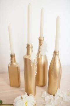 Handmade candlestick from the bottle. 写真素材