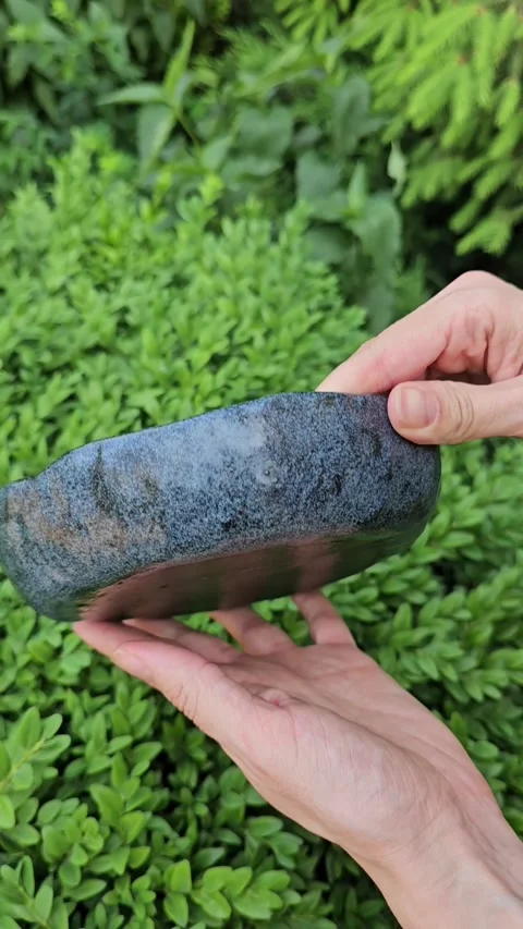 Handmade Ceramic Bowl With Dark Blue Matte Glaze Video stock 324596932