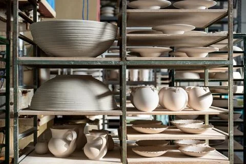 Handmade ceramic in the ceramist's workshop. 写真素材