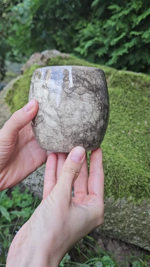 Handmade Ceramic Cup With Bubble Pattern Glaze Video stock 324818962