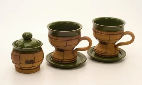 Handmade ceramic set Stock Photos