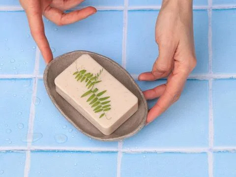 Handmade Ceramic Soap Dish With Soap Stock Photos