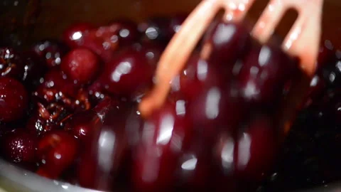 Handmade Cherry Marmalade in a Pot Video stock 247049867